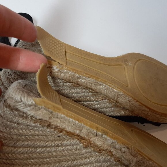 3/$20 Nordstrom BOS & CO Open Toe Wedge Tie Back Sandals Black Size 7 Heels - Picture 10 of 12